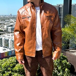 Light Brown Faux Leather Jacket